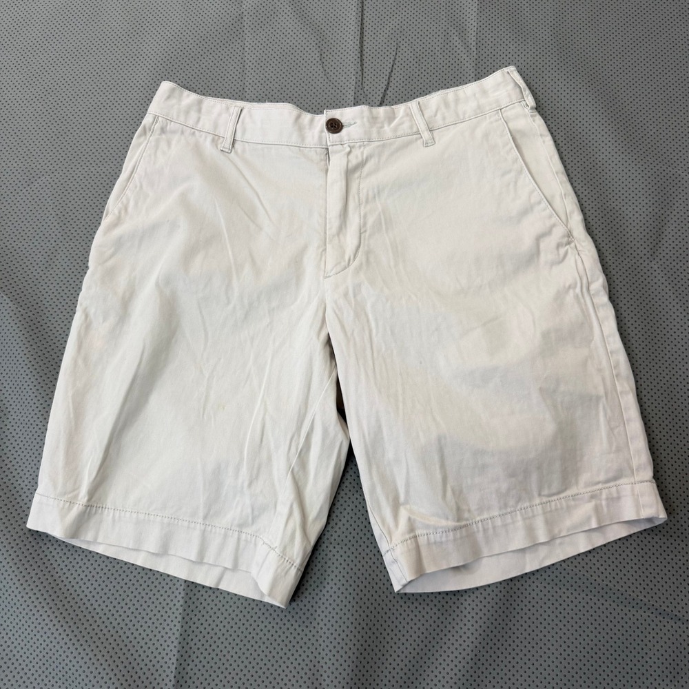Faherty Chino Shorts Men 32 Ivory Flat Front Stretch Casual Summer 9"